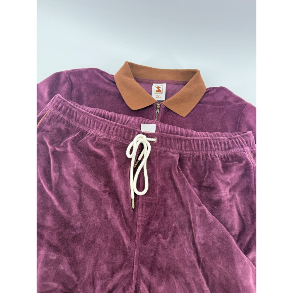 Dandy Del Mar Velour Set Plum Purple XXL Top 3XL Shorts Quarter Zip Polo Lounge